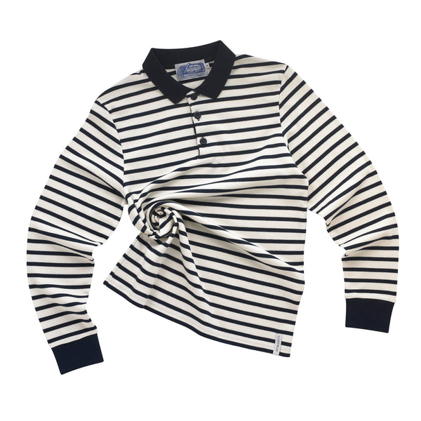 Breton Polo Shirt Unisex Polo Breton Shirt Ecru Navy The Breton Shirt Company Ltd