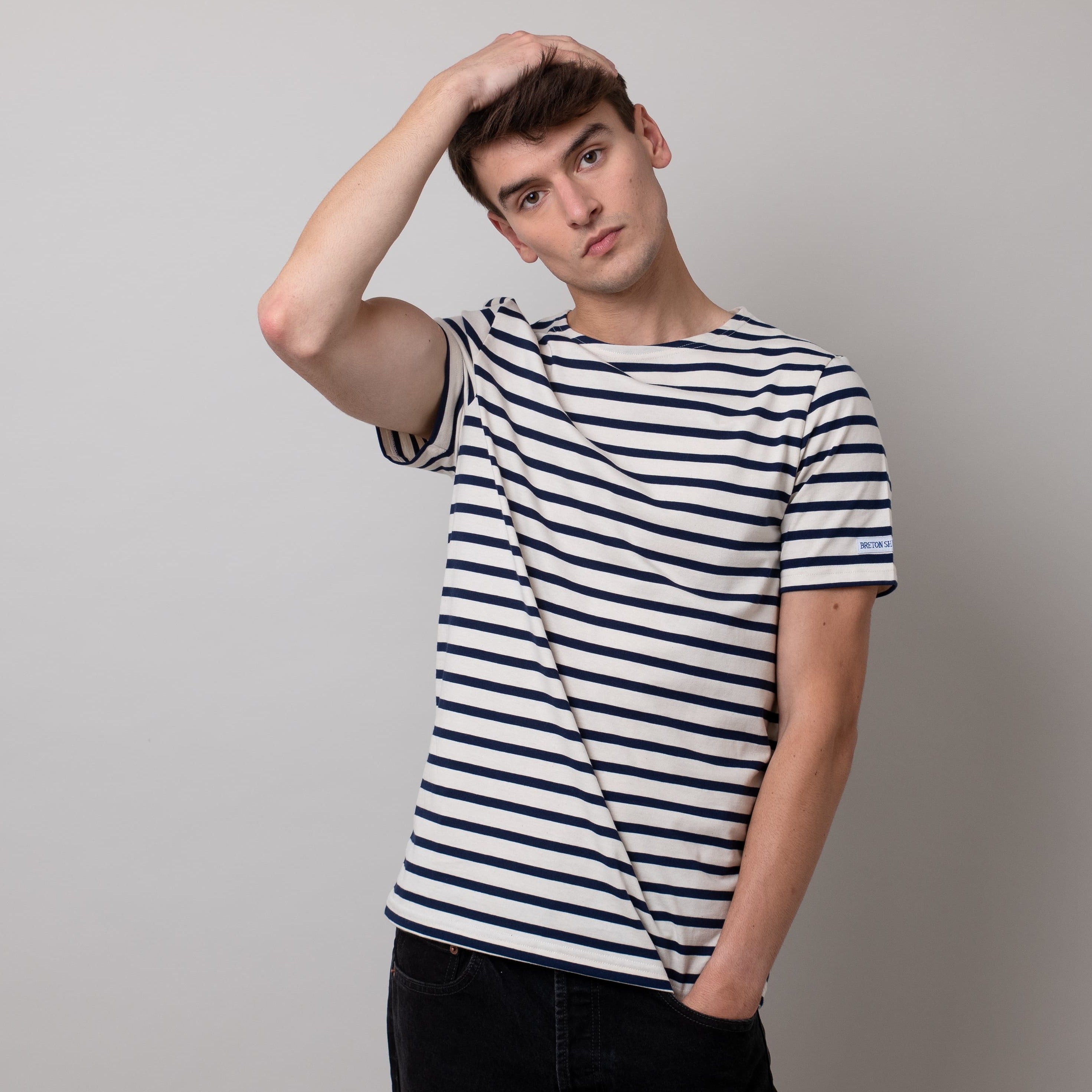 Striped Cotton Shirt - Pacific Blue/White Stripe