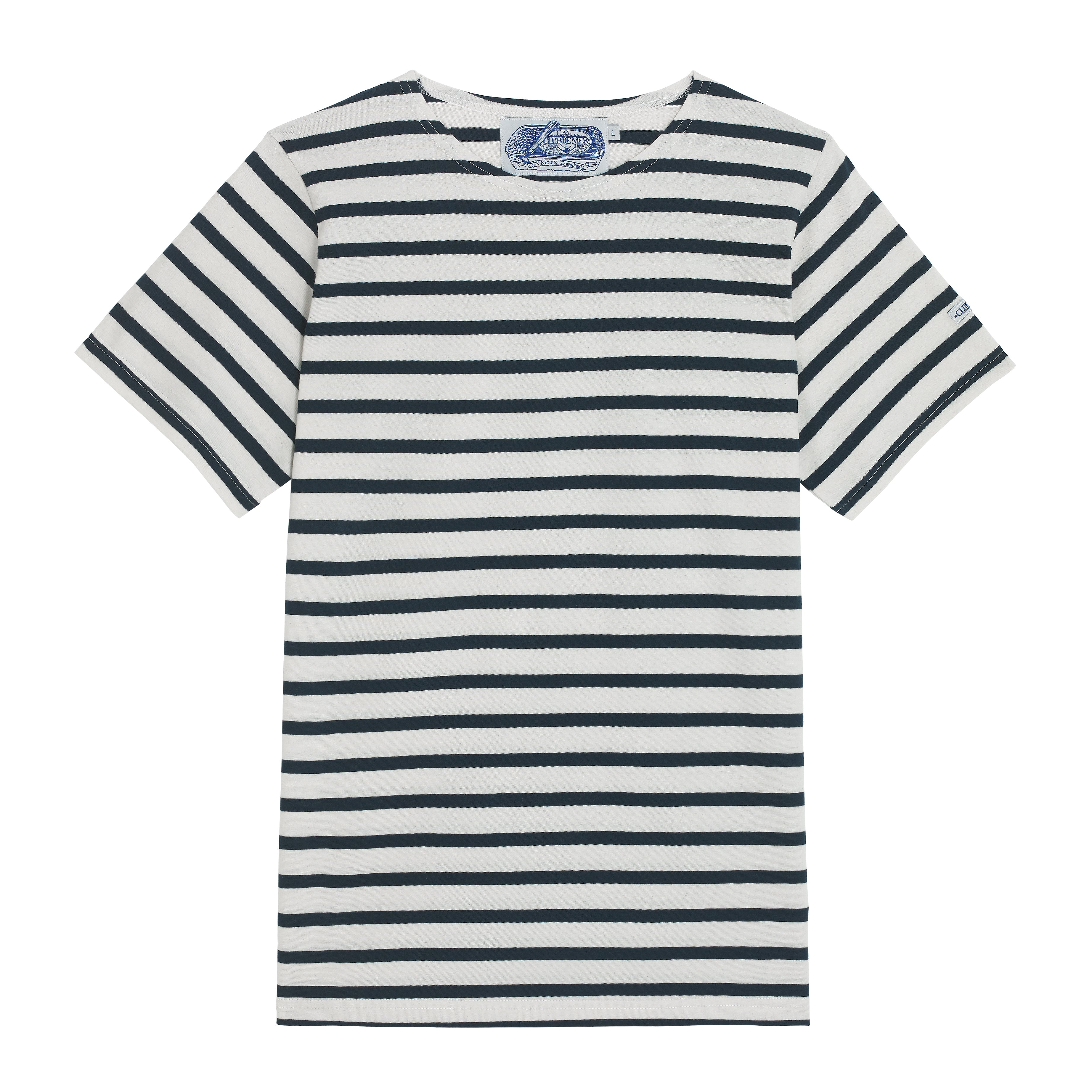 Relaxed Fit Cotton T-shirt - Navy blue/white striped - Men